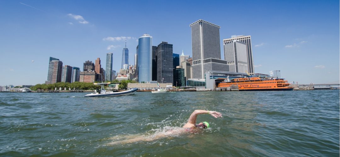 photo: rounding Lower Manhattan with skyline and Staten Island Ferry in view